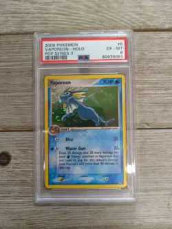 PSA 6 Graded Vaporeon - Holo Pop Series 3 2006 Pokemon #6 - Image 1