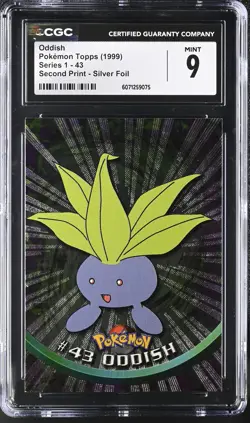 1999 Pokemon Topps Series 1 Second Print #43 Oddish CGC 9 - Image 1