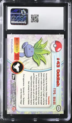 1999 Pokemon Topps Series 1 Second Print #43 Oddish CGC 9 - Image 2