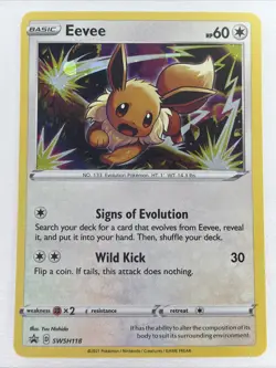 Pokemon TCG ~ Eevee Black Star Promo SWSH118 HD Galaxy Swirl MEW TAIL 🌀 - Image 1