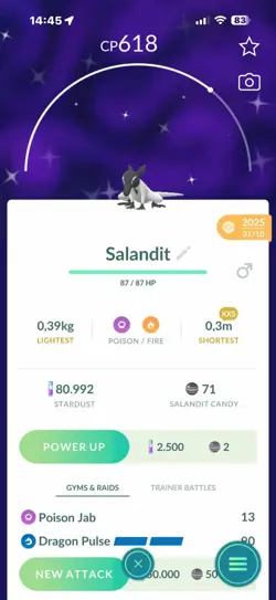 Pokemon Shiny Salandit Male - XXS size - Tr.a.d.e 20k or P.T.C - Image 1