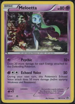 Meloetta 78/113 Holo Rare Legendary Treasures Pokemon Lightly Played - Image 1