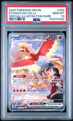 2025 POKEMON DRI EN-DESTINED RIVALS #230 ETHAN'S HO-OH EX PSA 10 - Image 1
