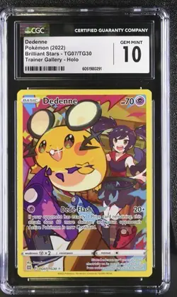 Pokemon CGC 10 Dedenne TG07/TG30 Brilliant Stars Trainer Gallery Gem Mint - Image 1
