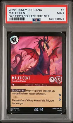 2022 DISNEY LORCANA PROMO #5 MALEFICENT - MONSTROUS DRAGON PSA 9 - Image 1