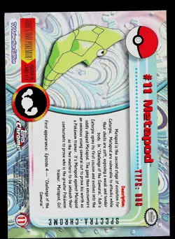 Pokemon Card - Metapod Topps Chrome TV Animation Edition 11 Foil SPECTRA Chrome - Image 2
