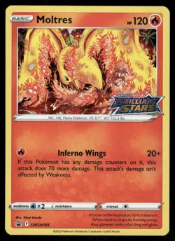 Pokemon Cards Moltres SWSH185 SWSH Black Star Promo NM - Image 1