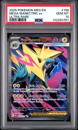 Mega Manectric Ex 158/132 PSA 10 Ultra Rare Full Art ME01 GEM MINT Pokemon - Image 1
