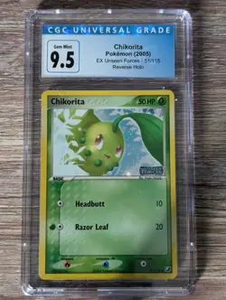 2005 Pokemon EX Unseen Forces Chikorita Reverse Holo #51 CGC Gem Mint 9.5/10 - Image 1