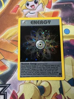 Rainbow Energy 17/82 Team Rocket Holo Pokemon TCG SWIRL NM - Image 1