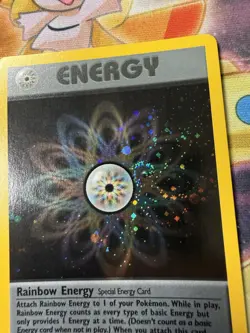 Rainbow Energy 17/82 Team Rocket Holo Pokemon TCG SWIRL NM - Image 2