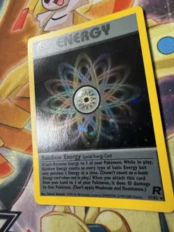 Rainbow Energy 17/82 Team Rocket Holo Pokemon TCG SWIRL NM - Image 3