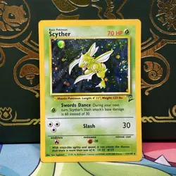 Scyther 13/130 – Base Set 2 – Vintage WOTC 2000 Pokemon HOLO Swirl LP - Image 1