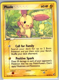 Plusle 44/107 Non Holo Deoxys - Pokemon Card - NM - Image 1