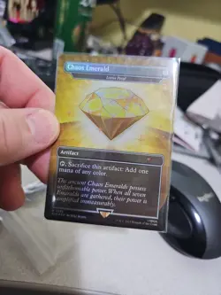 Chaos Emerald Sonic Secret Lair Yellow Emerald In Hand Pack To Sleeve - Image 1