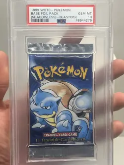Pokemon Base Set Shadowless Blastoise Art Authentic Sealed Booster Pack PSA 10 - Image 1