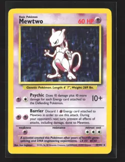 Pokemon Base Set #010/102 Holo Rare Mewtwo - Image 1