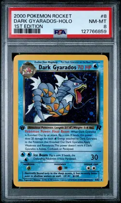 2000 POKEMON ROCKET 1ST ED #8 DARK GYARADOS-HOLO PSA 8 - Image 1