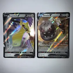 Pokemon Steelix V & Aegislash V Vivid Voltage SWSH Full Art Holo Cards Lot Mint! - Image 1