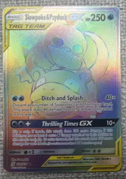 Slowpoke & Psyduck GX HP250 Tag Team Custom Holo Card Rainbow 239/236 LP - Image 1