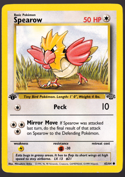 Spearow 62/64 1st Edition Jungle Pokemon Card 1999 NM - Image 1
