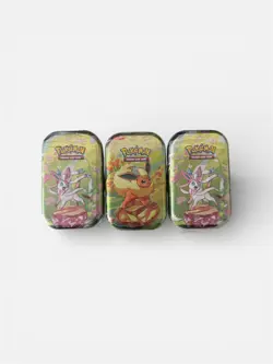 3 x Pokemon Prismatic Evolutions Mini Tins New Factory Sealed Flareon Sylveon - Image 1