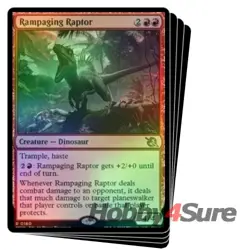Foil Rampaging Raptor X4 M/NM Magic: The Gathering MTG March Of The Machine - Image 1