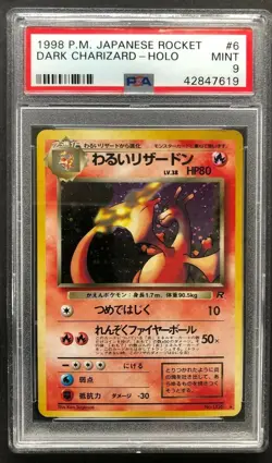 1998 P.M. Japanese Rocket Dark Charizard Holo PSA 9 Mint #006 Pokemon Card #6 - Image 1