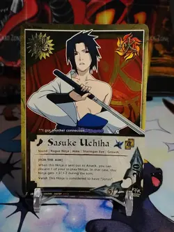 Naruto TCG CCG Foil Promo Card Super Rare Sasuke Uchiha English NM - Image 1