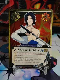 Naruto TCG CCG Foil Promo Card Super Rare Sasuke Uchiha English NM - Image 2