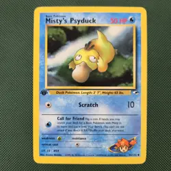 MP 1st Edition Misty's Psyduck 54/132 Gym Heroes Nintendo Pokemon Card - Image 1