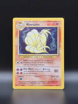 Ninetales Base Set Holo Unlimited Rare Card 12/102 1999 vintage Pokemon Card - Image 1