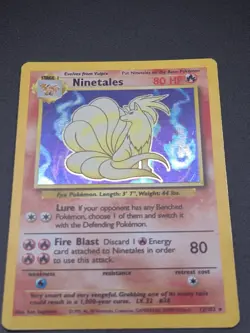 Ninetales Base Set Holo Unlimited Rare Card 12/102 1999 vintage Pokemon Card - Image 3