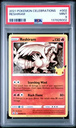 2021 POKEMON CELEBRATIONS #002 RESHIRAM PSA 9 - Image 1
