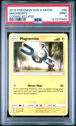 2019 POKEMON SUN & MOON COSMIC ECLIPSE #68 MAGNEMITE PSA 9 - Image 1