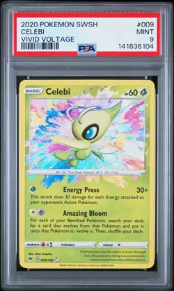 2020 POKEMON SWORD & SHIELD VIVID VOLTAGE #009 CELEBI PSA 9 - Image 1