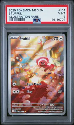 2025 POKEMON MEG EN-MEGA EVOLUTION ILLUSTRATION RARE #154 STUFFUL PSA 9 - Image 1