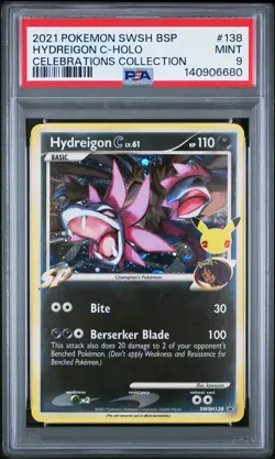 2021 POKEMON SWSH BLACK STAR PROMO CELEBRATIONS COLL #138 HYDREIGON C-HOLO PSA 9 - Image 1