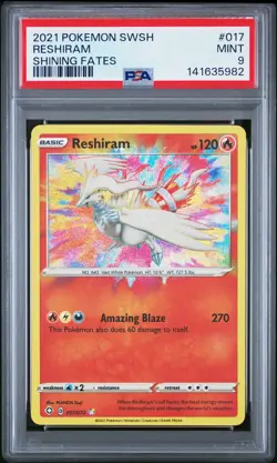 2021 POKEMON SWORD & SHIELD SHINING FATES #017 RESHIRAM PSA 9 - Image 1