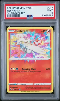 2021 POKEMON SWORD & SHIELD SHINING FATES #017 RESHIRAM PSA 9 - Image 1