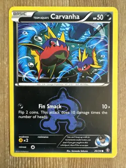 Pokemon TCG Team Aqua's Carvanha Double Crisis 20/34 Regular Common MP - Image 1