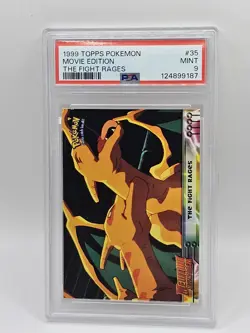 PSA 9 The Fight Rages 35 Pokemon Topps Mewtwo Strikes Back 1999 Charizard - Image 1
