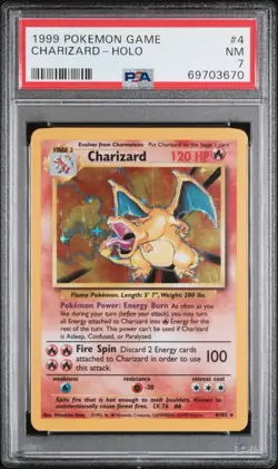 1999 Pokemon Game Base Set Unlimited Charizard Holo WOTC 4/102 PSA 7 NM - Image 3