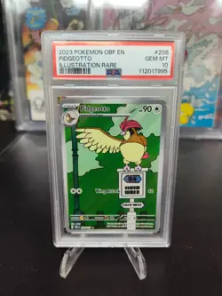 2023 POKEMON OBF EN-OBSIDIAN FLAMES ILLUSTRATION RARE #208 PIDGEOTTO PSA 10 - Image 1
