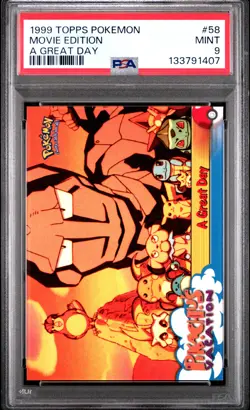 1999 TOPPS POKEMON THE MOVIE EDT A GREAT DAY #58 MOVIE EDITION PSA 9 - Image 1