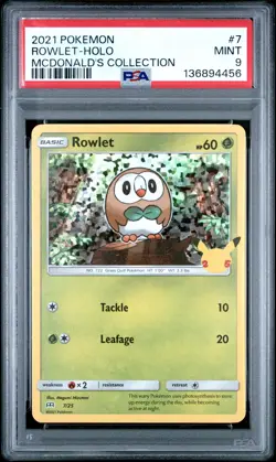 2021 POKEMON MCDONALD'S COLLECTION #7 ROWLET-HOLO PSA 9 - Image 1