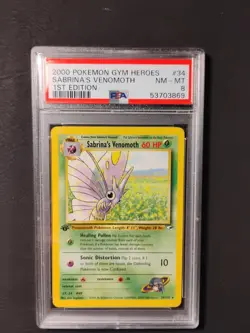 2000 Pokemon Vintage WOTC Sabrina's Venomoth 34/132 1St Edition PSA 8 Graded - Image 1