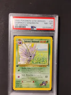 2000 Pokemon Vintage WOTC Sabrina's Venomoth 34/132 1St Edition PSA 8 Graded - Image 2