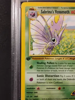 2000 Pokemon Vintage WOTC Sabrina's Venomoth 34/132 1St Edition PSA 8 Graded - Image 3