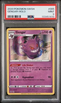 PSA 9 Mint Pokemon 2020 Sword & Shield Base Gengar Holo 085 - Image 1